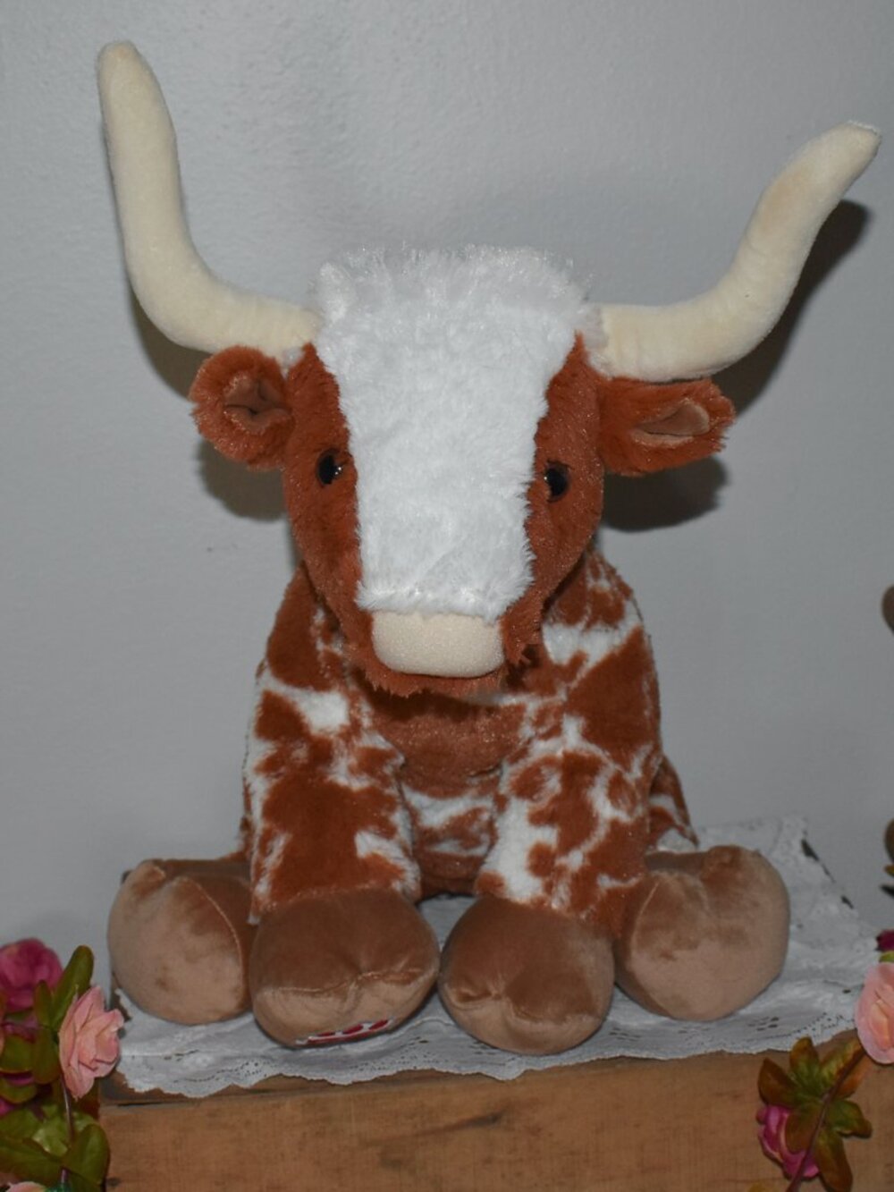 Build A Bear Spotted Longhorn Cow Plush Stuffed Animal